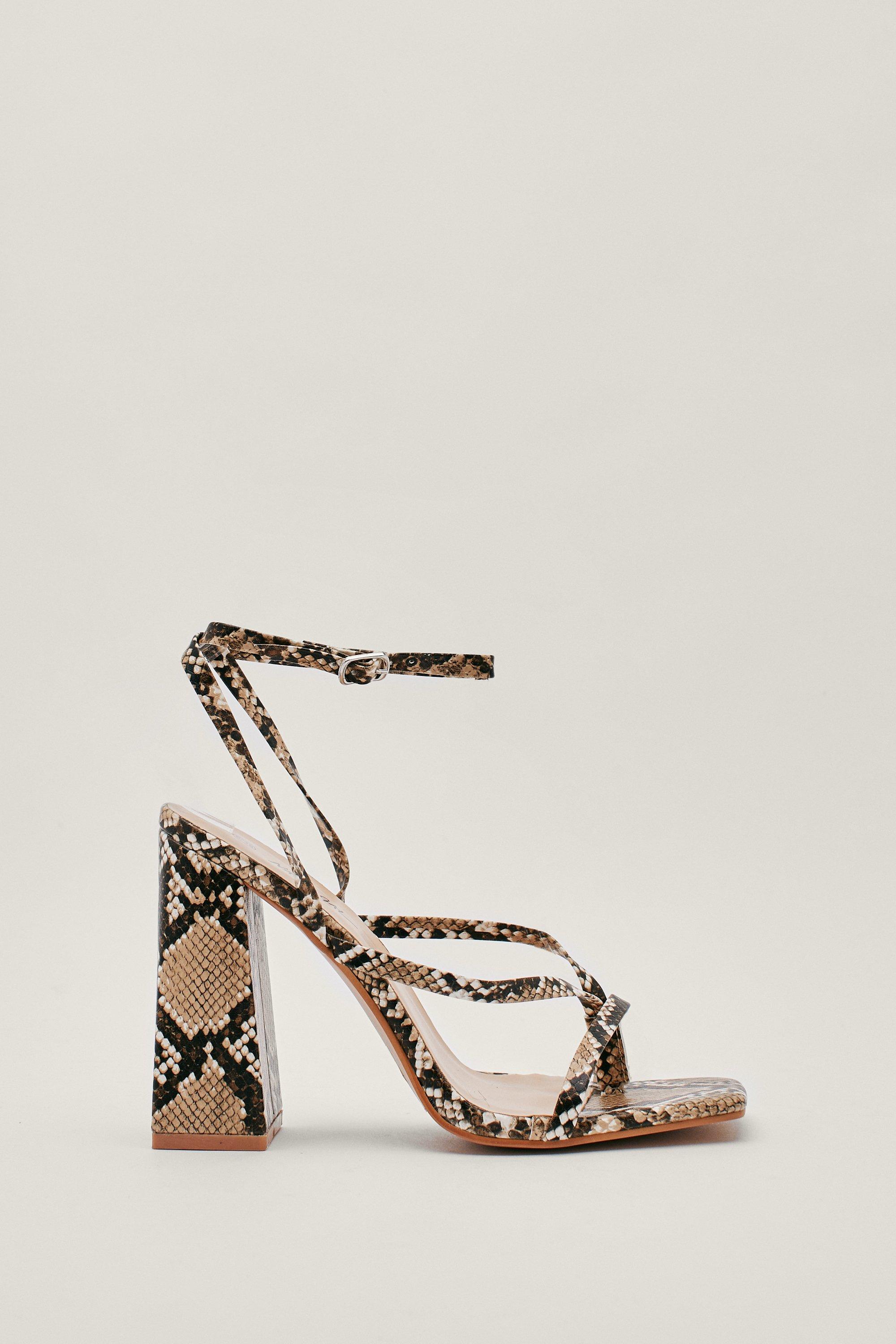 Strappy snake print heels sale